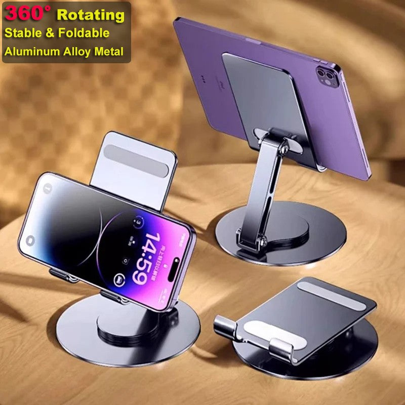 Soporte giratorio para teléfono móvil, soporte de Metal de aluminio para teléfono, soporte Universal plegable para tableta y teléfono de escritorio, alta calidad, 1/2 Uds.