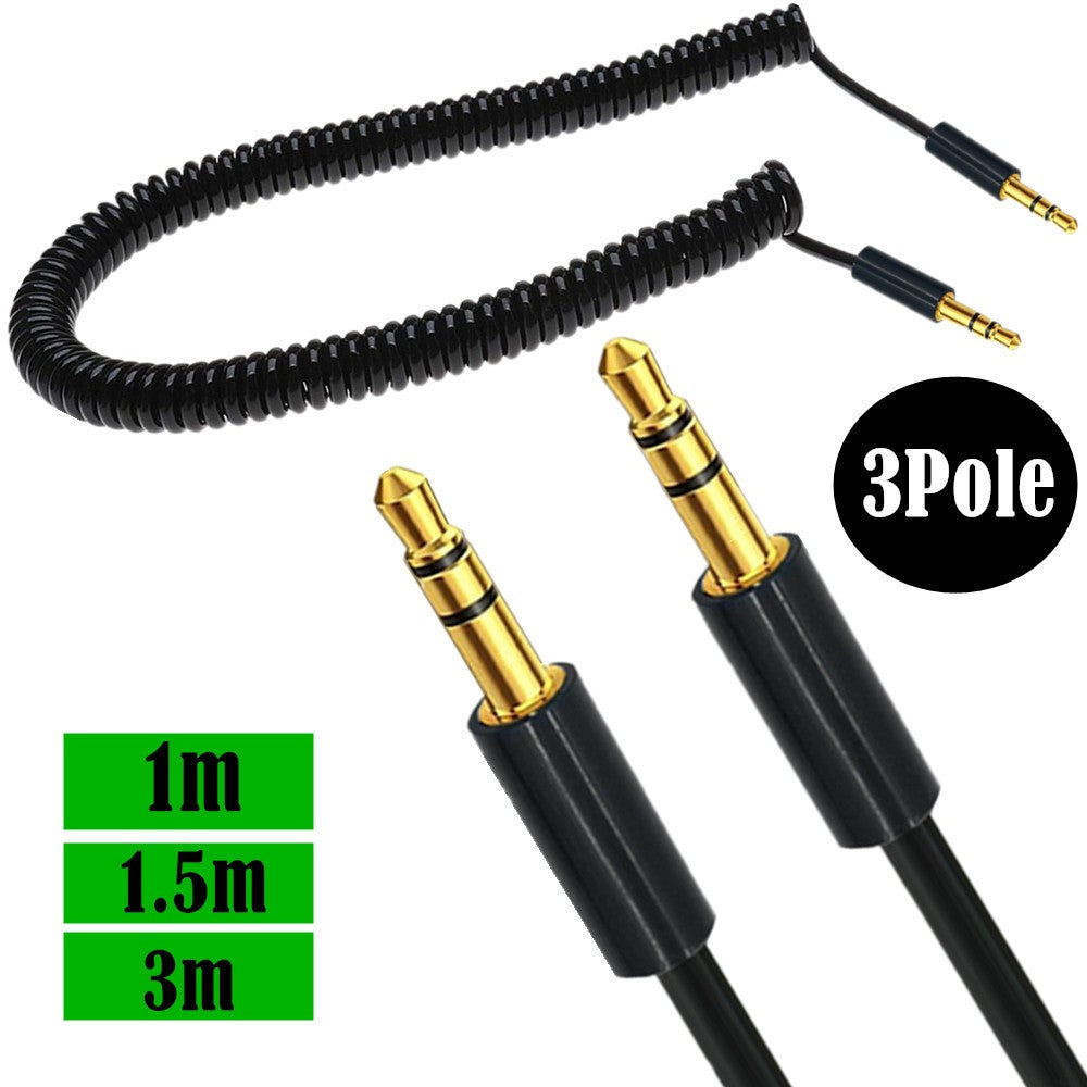 Conector de extensión 3,5mm 4 3 polos TRRS a TRRS macho a hembra auriculares Audio estéreo AUX Cable en espiral con resorte