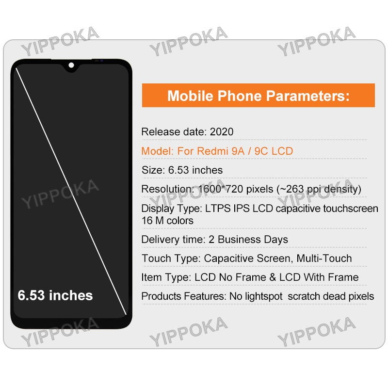 Pantalla LCD de 6,53 pulgadas para Xiaomi Redmi 9A M2006C3LG montaje de digitalizador con pantalla táctil para Redmi 9C LCD M2006C3MG piezas de repuesto
