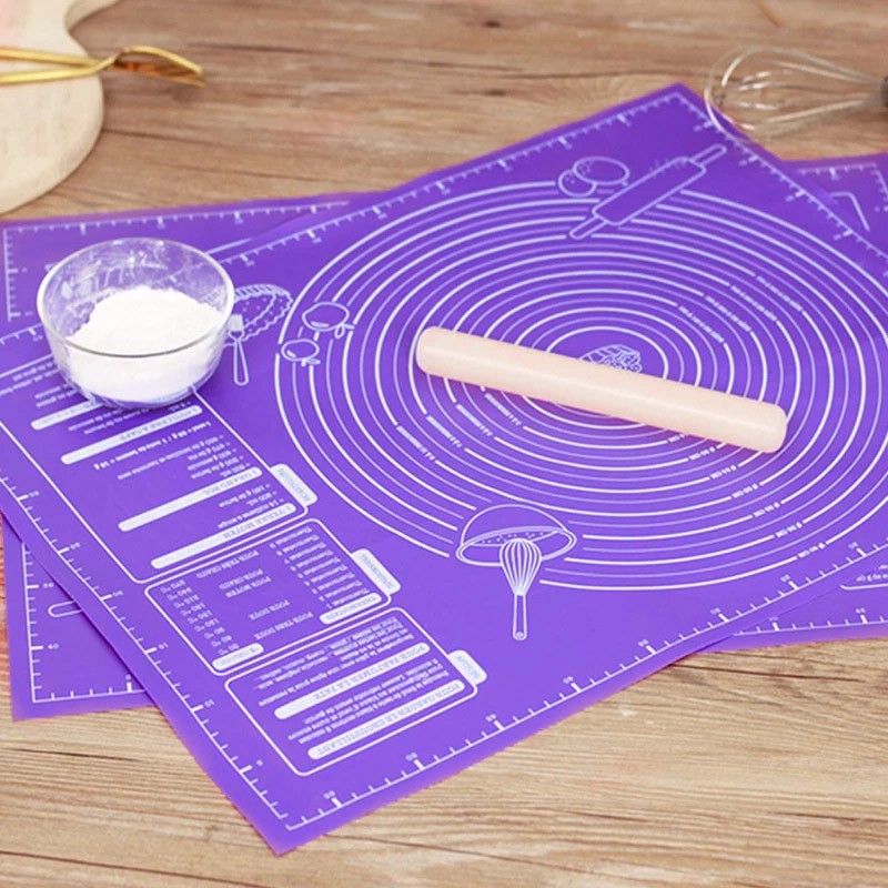 Almohadilla de silicona de 60/50/40cm, estera para hornear, hoja para amasar masa, estera para cocina, rollo de masa, Pizza, soporte antiadherente para masa grande