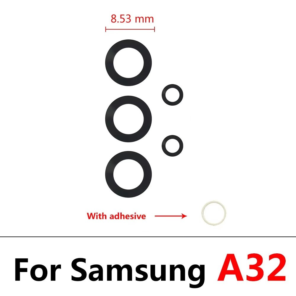 Nueva lente de cubierta de cristal de cámara trasera con adhesivo para Samsung A13 A14 23 4G A32 A52 5G A33 A53 A73 A52 A72 A82 A52S A24 A34