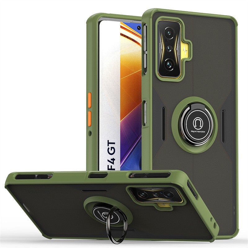Para Xiaomi POCO F4 GT funda a prueba de golpes armadura mate fundas para Poxo Poko Pocco Little F4GT F 4 GT soporte magnético cubierta de soporte de anillo