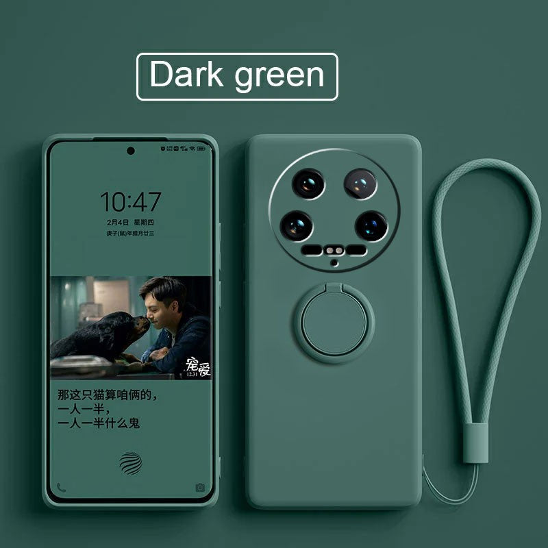 Funda para Xiaomi 14 Ultra Líquido silicona anillo soporte suave funda de teléfono para Xiaomi 14 Ultra a prueba de golpes Fundas traseras Xiaomi 14Ultra