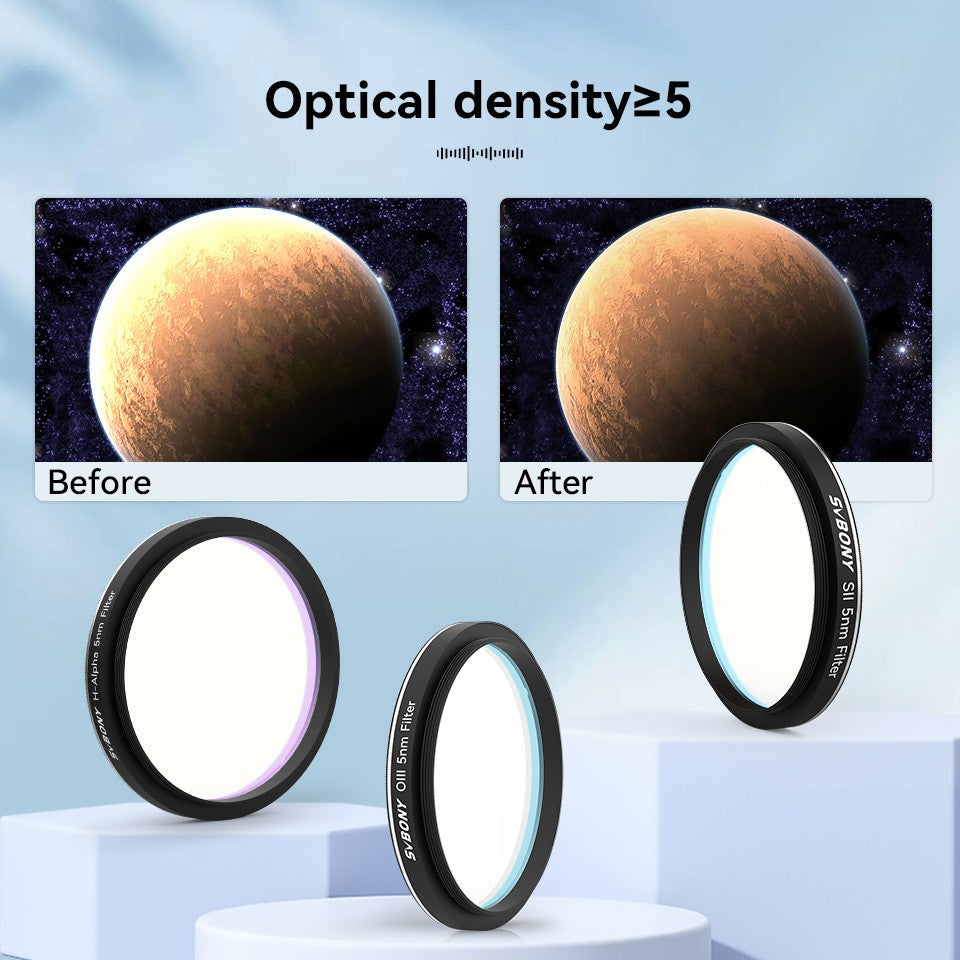 Svbony SV227 filtro de 2/1,25 pulgadas 5nmH-Alpha SII-CCD OIII-CCD banda estrecha para telescopio astronómico fotografía planetaria de espacio profundo