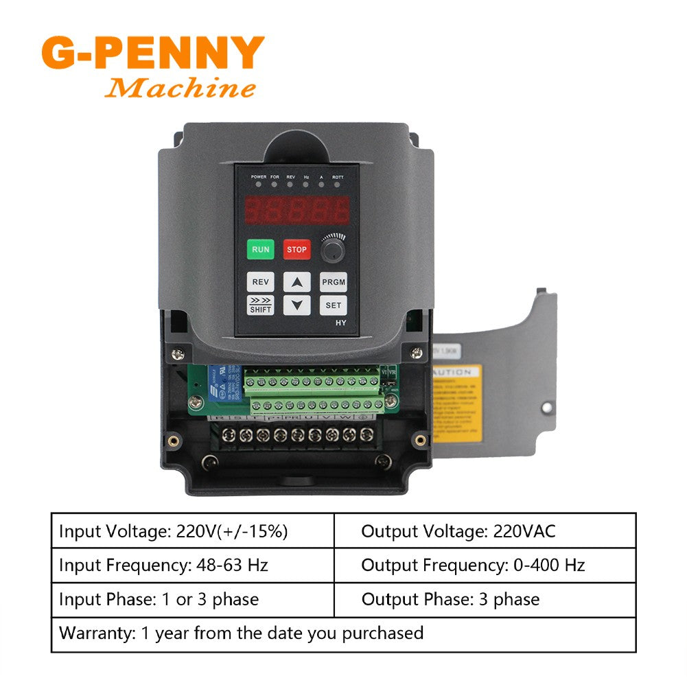 1.5KW HUANYANG 110V/ 220v /380v inversor CNC motor de husillo control de velocidad unidad de frecuencia Variable 0-400Hz salida 3P