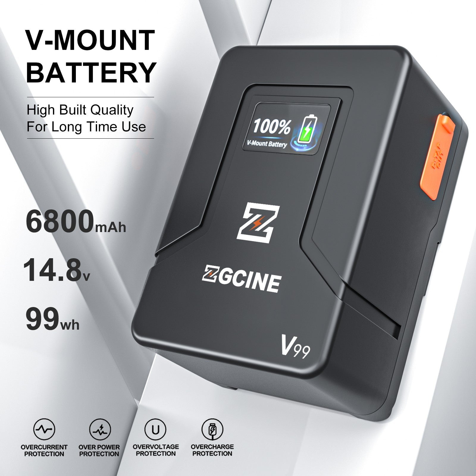 (DO Brasil) Batería de litio V-Lock ZGCINE ZG-S200 V99 con montura V para videocámaras/dispositivos digitales/luces de video/monitores