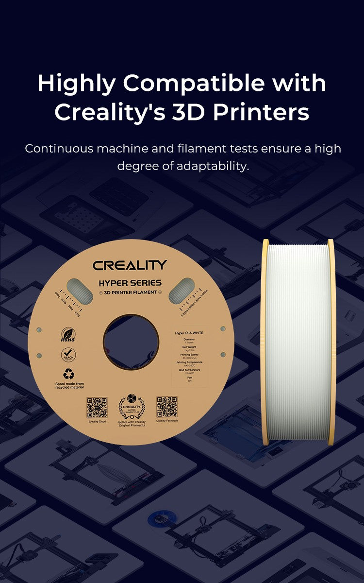 CREALITY-materiales para impresora 3D, filamento PLA Hyper Series, 1,75mm, 1KG, mejor fluidez, refrigeración más rápida, alta precisión para impresora 3d