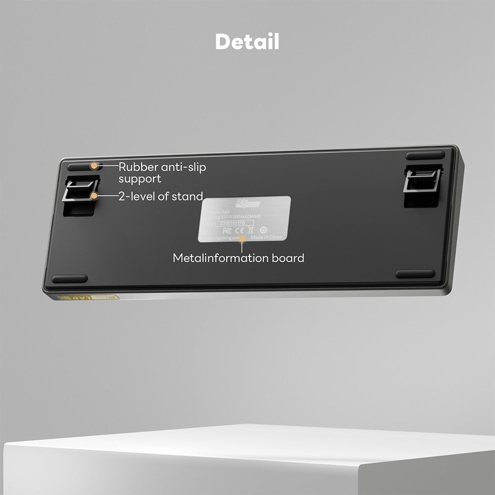 Teclado Mecánico Royal Kludge RK R65 en Portugués Brasileño, con Cable, Intercambiable en Caliente, 66 Teclas, 65%, Retroiluminación RGB, para Gamers