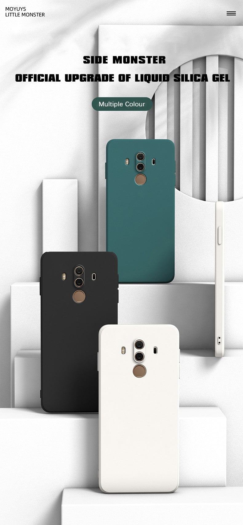 Funda de teléfono oficial de silicona líquida para Huawei Mate10 Mate 10 Pro 10Pro, cubiertas de protección de cámara de Color sólido cuadrado suave para parejas