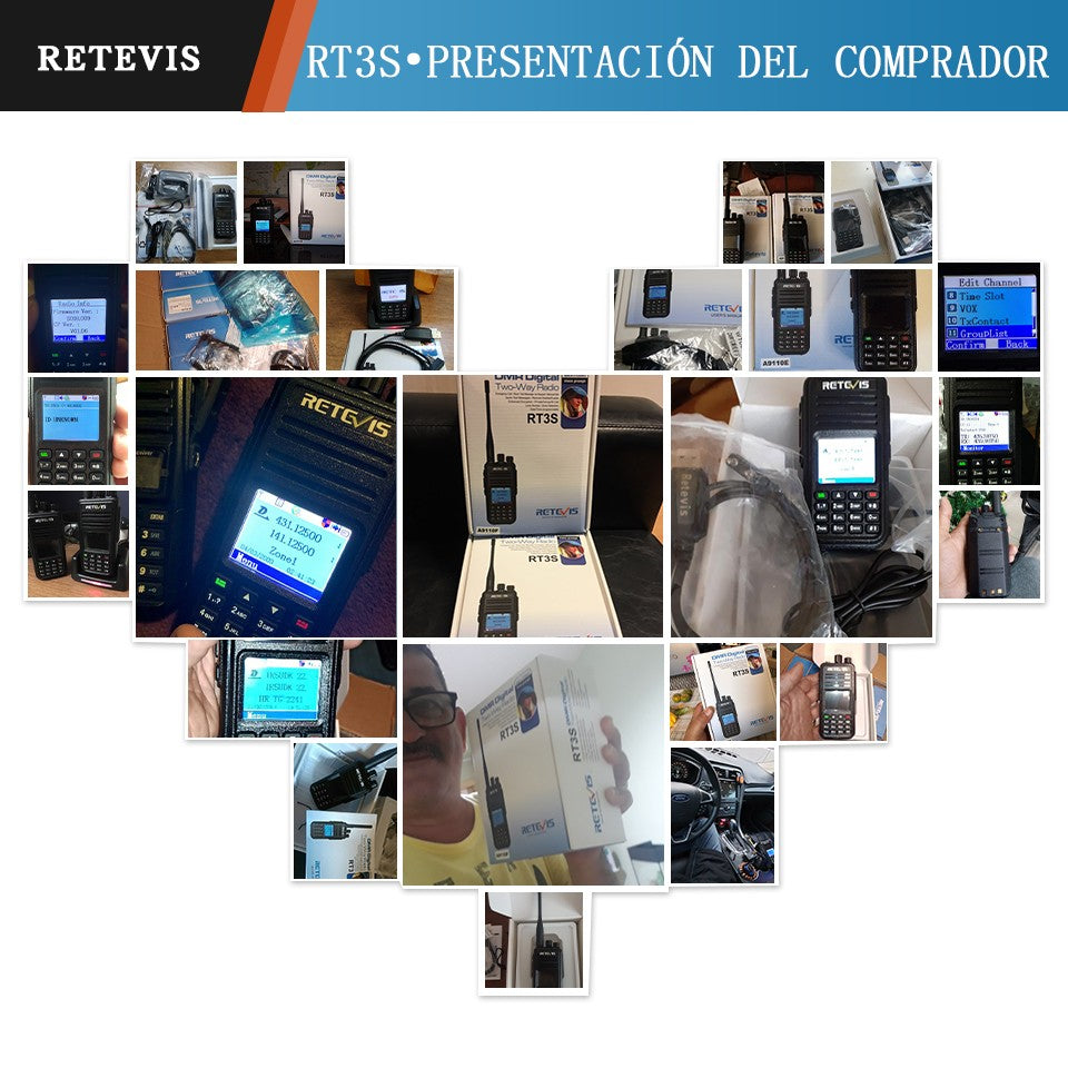 Retevis RT3S DMR walkie talkies de largo alcance radio portátil recargable radio a pilas camping walkie talkie emisora radioaficionado radio emergencia supervivencia profesionales walkie-talkies Cifrado AES256 GPS APRS