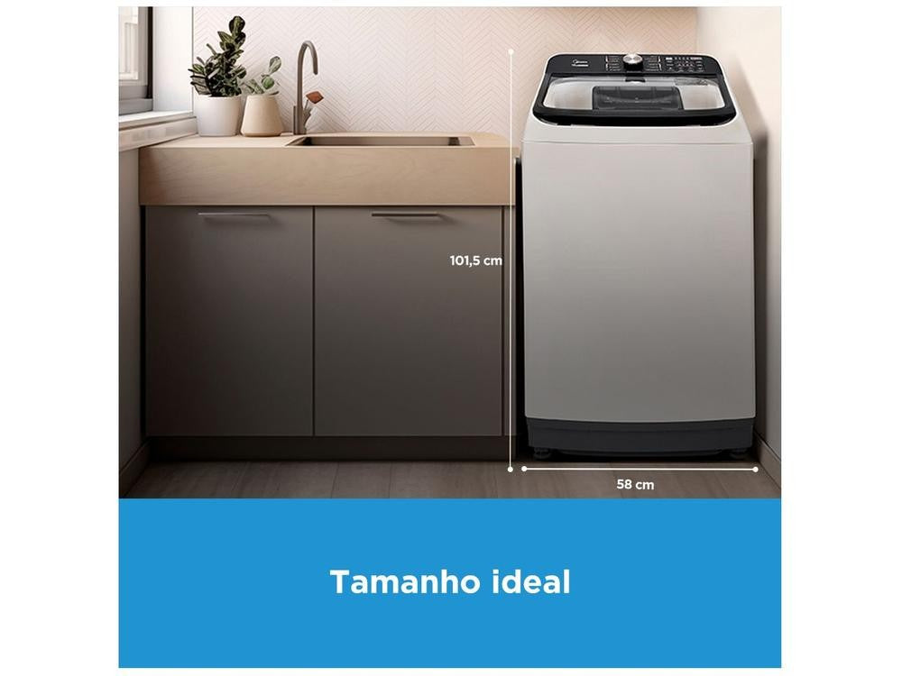 Lavadora Midea de 13 kg con Tambor de Acero Inoxidable, 13 Programas de Lavado, Agitador White Wave – 110V