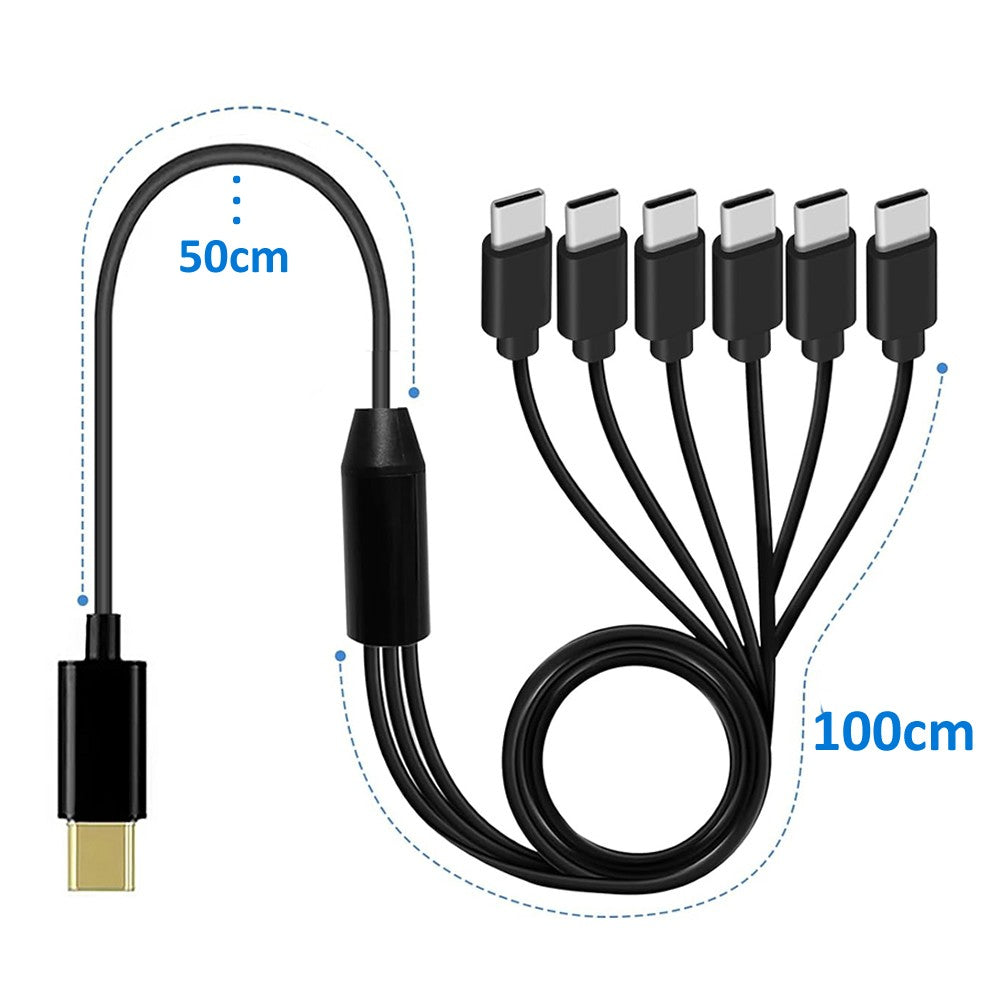 Cable divisor USB C Cable multi USB C a USB C 6 en 1 Cable cargador macho tipo C para tableta Android Samsung y dispositivo TypeC