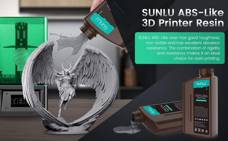 SUNLU 1KG ABS como/resina ABS lavable con agua 1000G/botella 405nm resina fotopolímero de curación UV rápida para Material de impresora LCD 3D