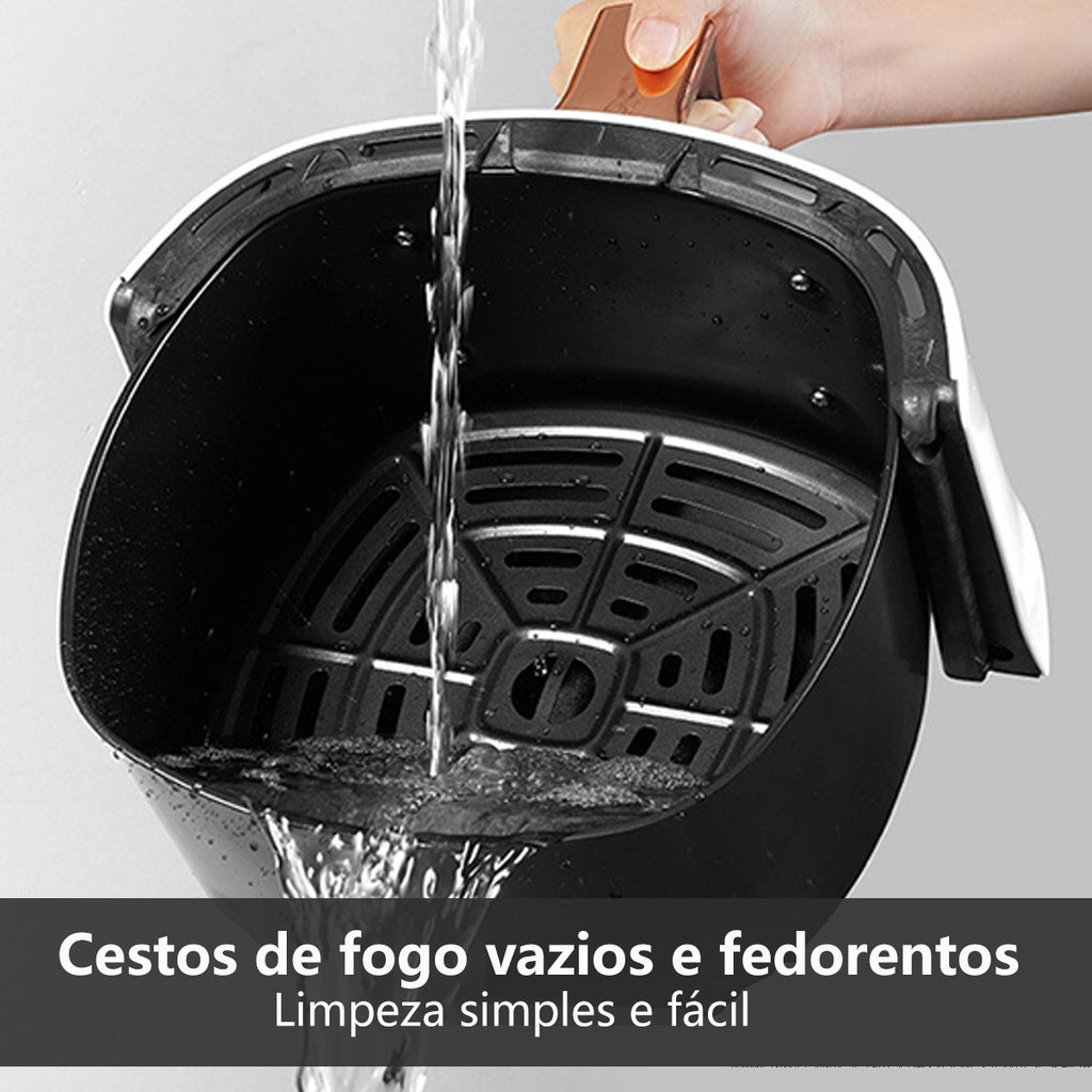 Fritadeira-freidora de aire eléctrica, Perfin Cesto Quadrado, 4L, 1100W, Preto, 127V, 220V