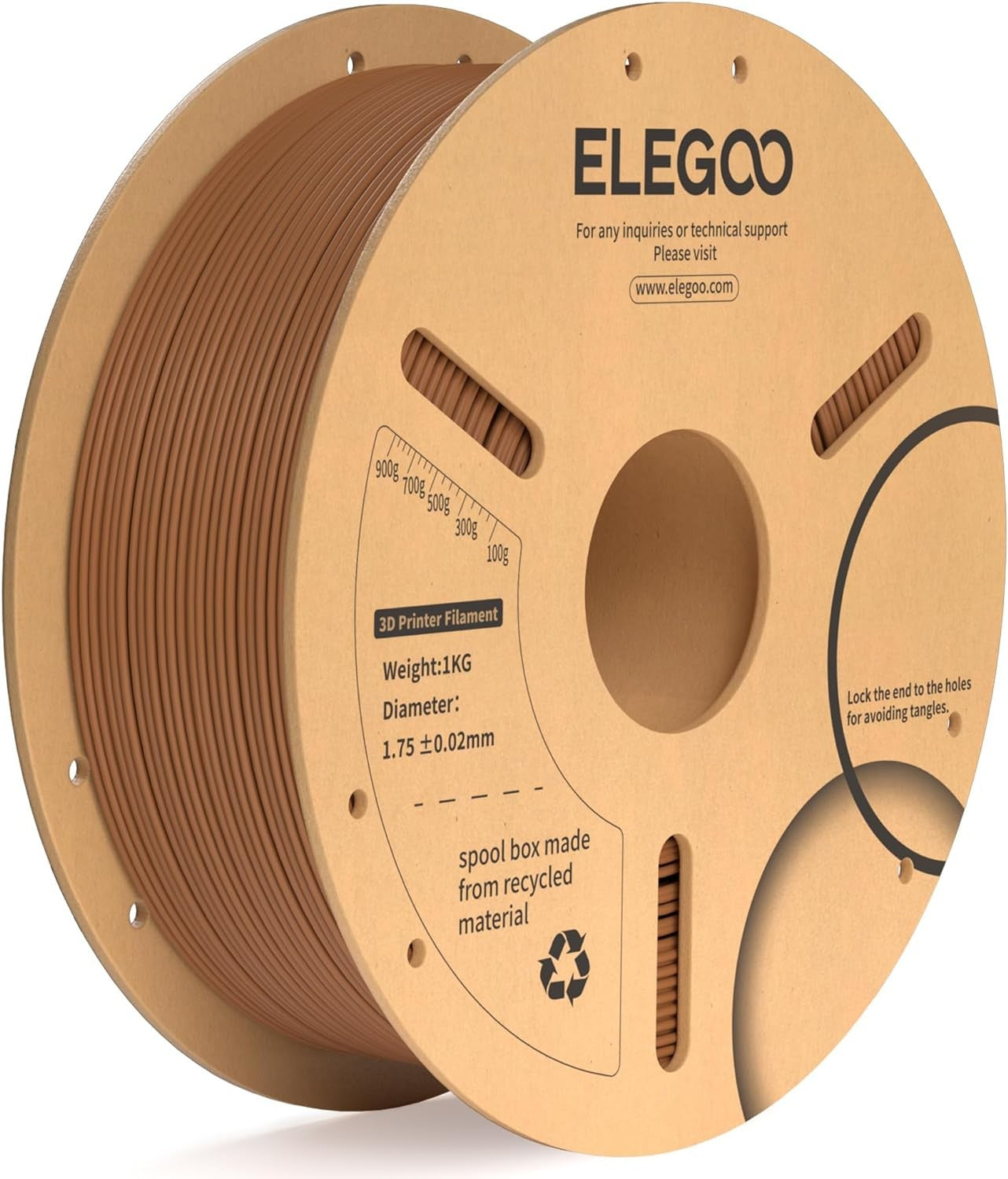 Filamento ELEGOO PLA+ de 1.75mm, PLA 3D para Impresoras 3D, Material Compatible con la Mayoría de las Impresoras FDM (1KG/Carrete, 2.2 lbs)