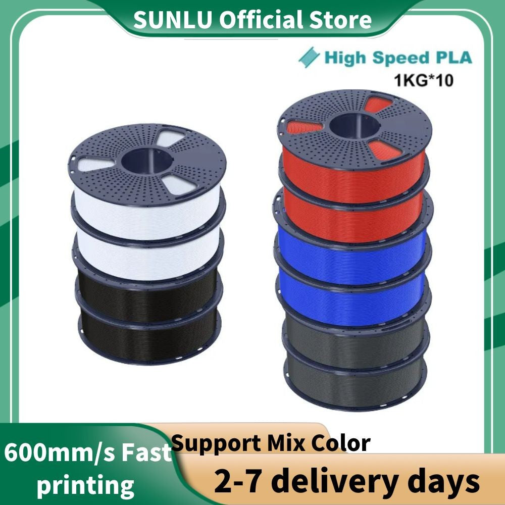 Filamentos SUNLU PLA PETG PLA Plus, 10 rollos de filamento 3D, 1 KG/rollo, 1,75mm, 100% líneas de filamento, ordenadamente para impresión 3D de la UE y EE. UU.