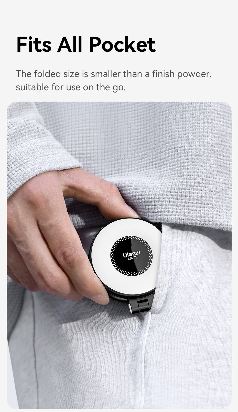 Ulanzi LM19 MagSafe Light CRI 95+ para fotografía Vlog Livestream Luz de relleno con tapa bicolor adecuada para teléfonos móviles magnéticos