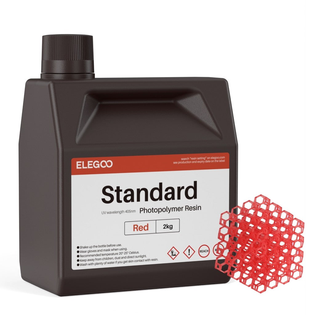 Resina para Impresora 3D ELEGOO, 2 kg, 405 nm, Resina Fotopolímera Estándar de Curado UV para Impresión 3D LCD, Alta Precisión, Bajo Olor, Gris 2000 g