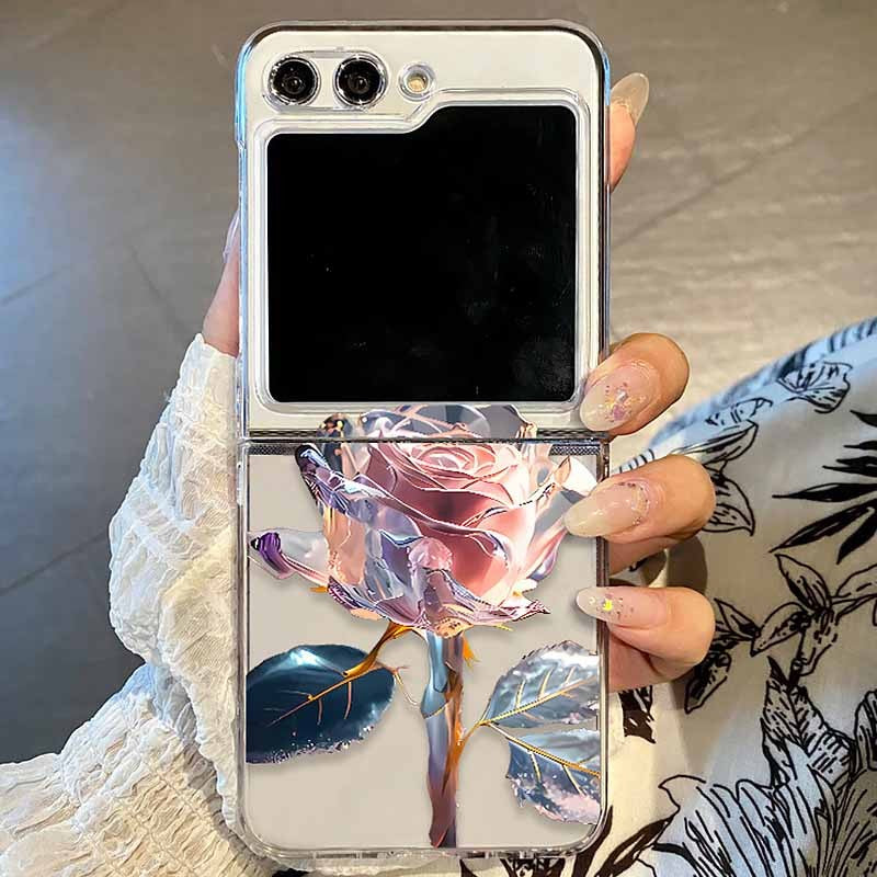 Funda transparente con diseño de flores para Samsung Galaxy Z Flip8 Flip7 FE Flip6, funda plegable transparente para Samsung Z Flip 8 7 5 4 3