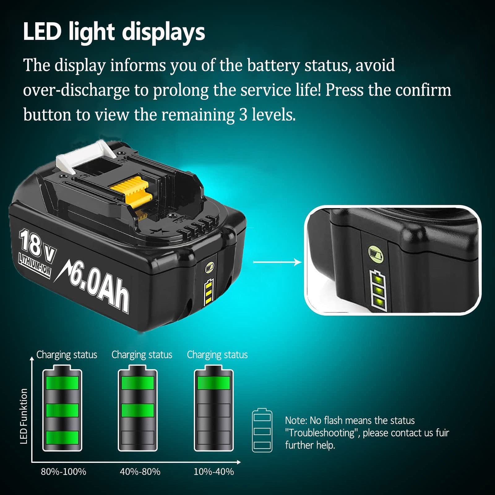 Para Makita BL1830 18V batería 6000mAh batería recargable 18V BL1830 BL1815 BL1860 BL1840 batería de herramienta eléctrica de repuesto