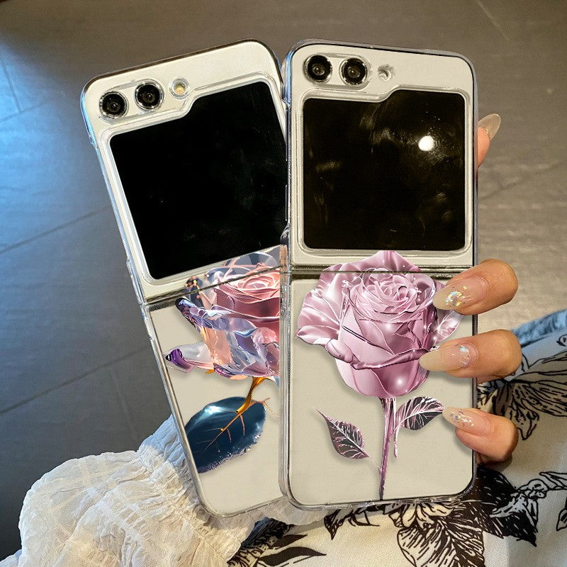 Funda transparente con diseño de flores para Samsung Galaxy Z Flip8 Flip7 FE Flip6, funda plegable transparente para Samsung Z Flip 8 7 5 4 3