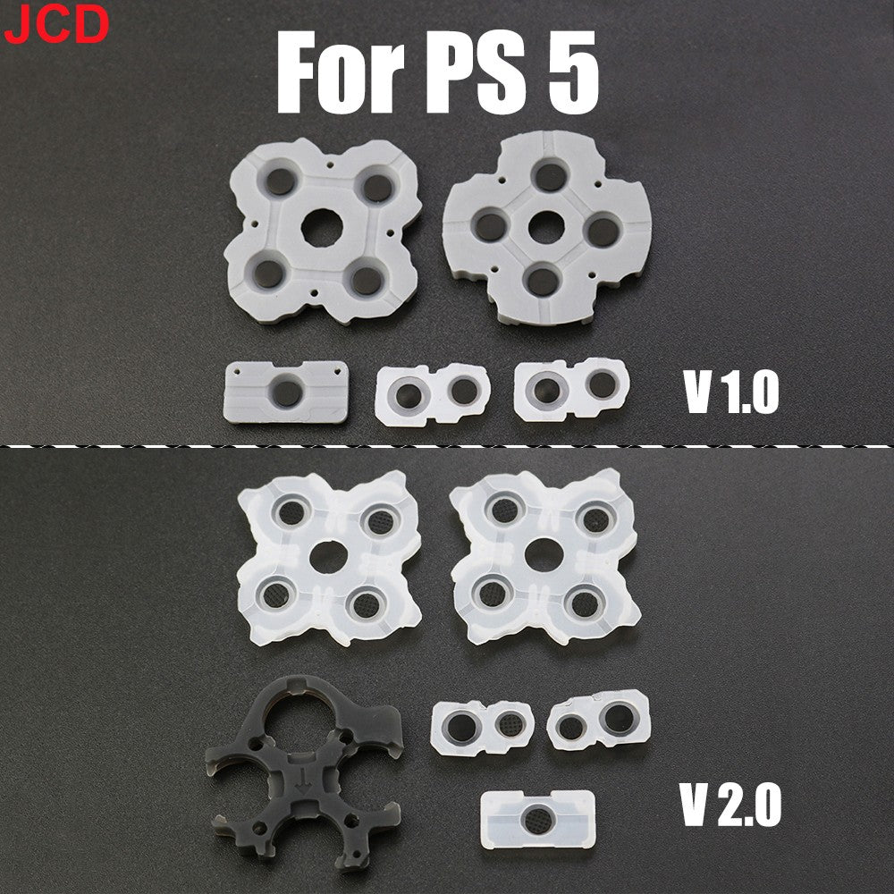 JCD 1 Juego de teclados de botón adhesivos de goma conductora de silicona para PS5 1,0 2,0 V1 V2 BDM-020 controlador accesorios de mando