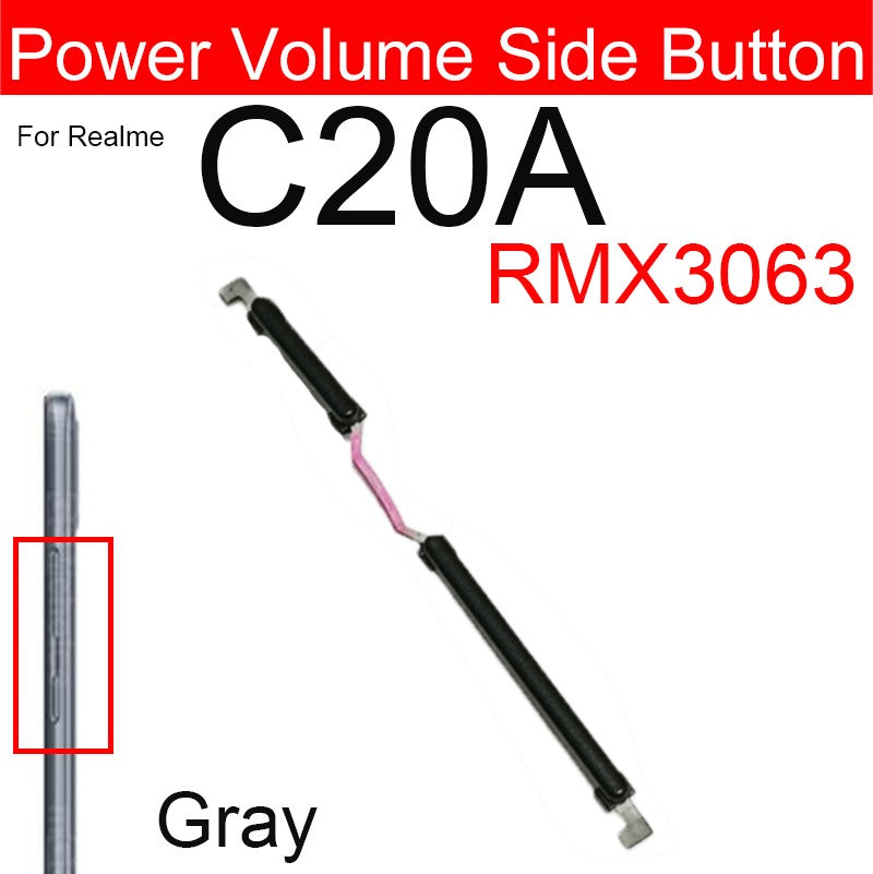 Para Realme C25 C25Y C25S C21 C21Y C20 C20A volumen de energía botón lateral volumen lateral botones de encendido llave pequeña piezas de cable flexible