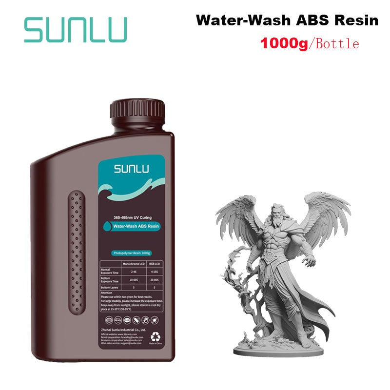SUNLU 1KG ABS como/resina ABS lavable con agua 1000G/botella 405nm resina fotopolímero de curación UV rápida para Material de impresora LCD 3D