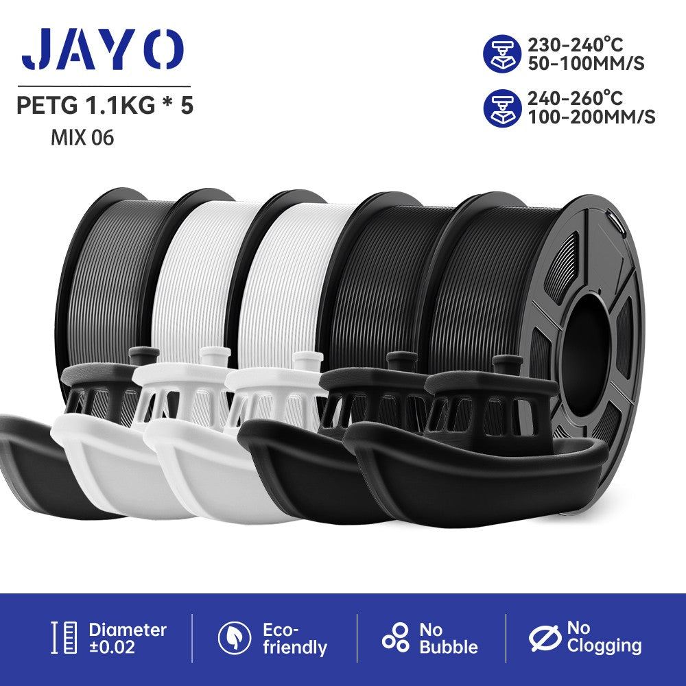 JAYO 5 rollos PLA/PLA Plus/petg/ABS/TPU/PLA meta/PLAYG/HS-PLA filamento de impresora 3D 1,75mm FDM materiales de impresora 3D para impresora 3D