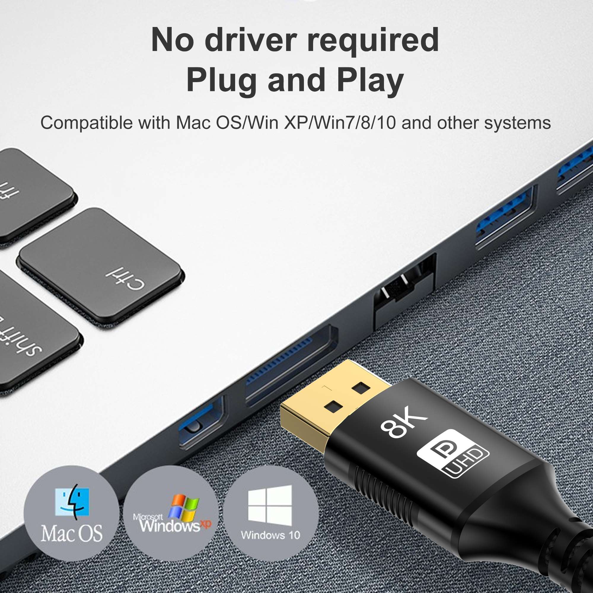 Cable Mini DP a DisplayPort 8K Cable de transmisión de conversión bidireccional DP1.4 16K@60Hz 4K@144Hz para proyector MacBook Air