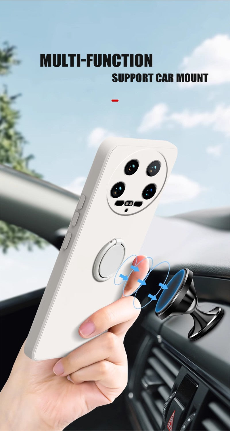 Funda para Xiaomi 14 Ultra Líquido silicona anillo soporte suave funda de teléfono para Xiaomi 14 Ultra a prueba de golpes Fundas traseras Xiaomi 14Ultra