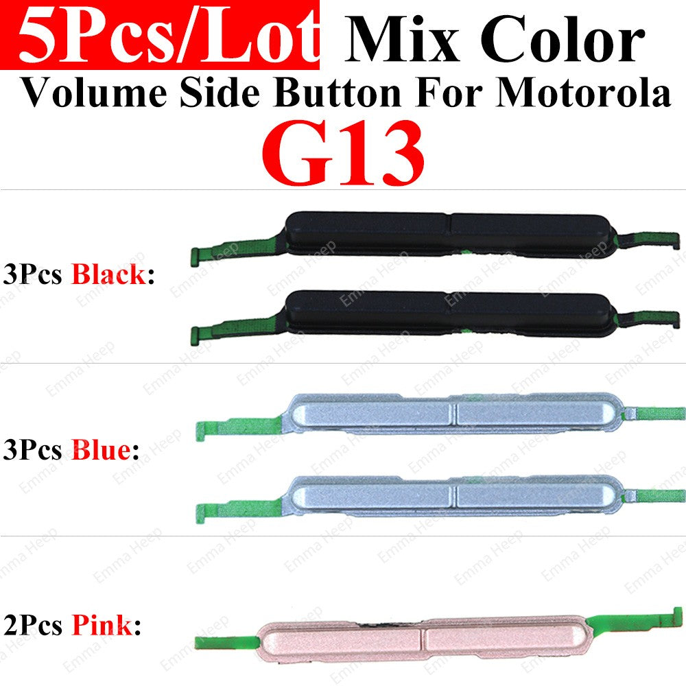 Juego de 5 teclas de botón lateral de volumen de energía para Motorola Moto G23 G22 G20 G13 G10 G9 G7 Plus G8 Power Lite botón de volumen encendido y apagado