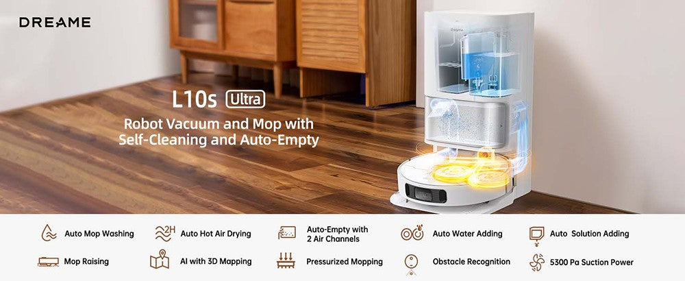 Dreame-Robot aspirador L10s Ultra, fregona automática de limpieza y secado, recarga y vaciado automático, 5300Pa, navegación por Ia, Alexa