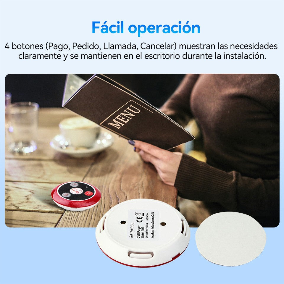 RETEKESS-sistema inalámbrico de llamadas para camarero, buscapersonas para restaurante, receptor de reloj T128, botón de llamada T117, servicio al cliente para cafetería