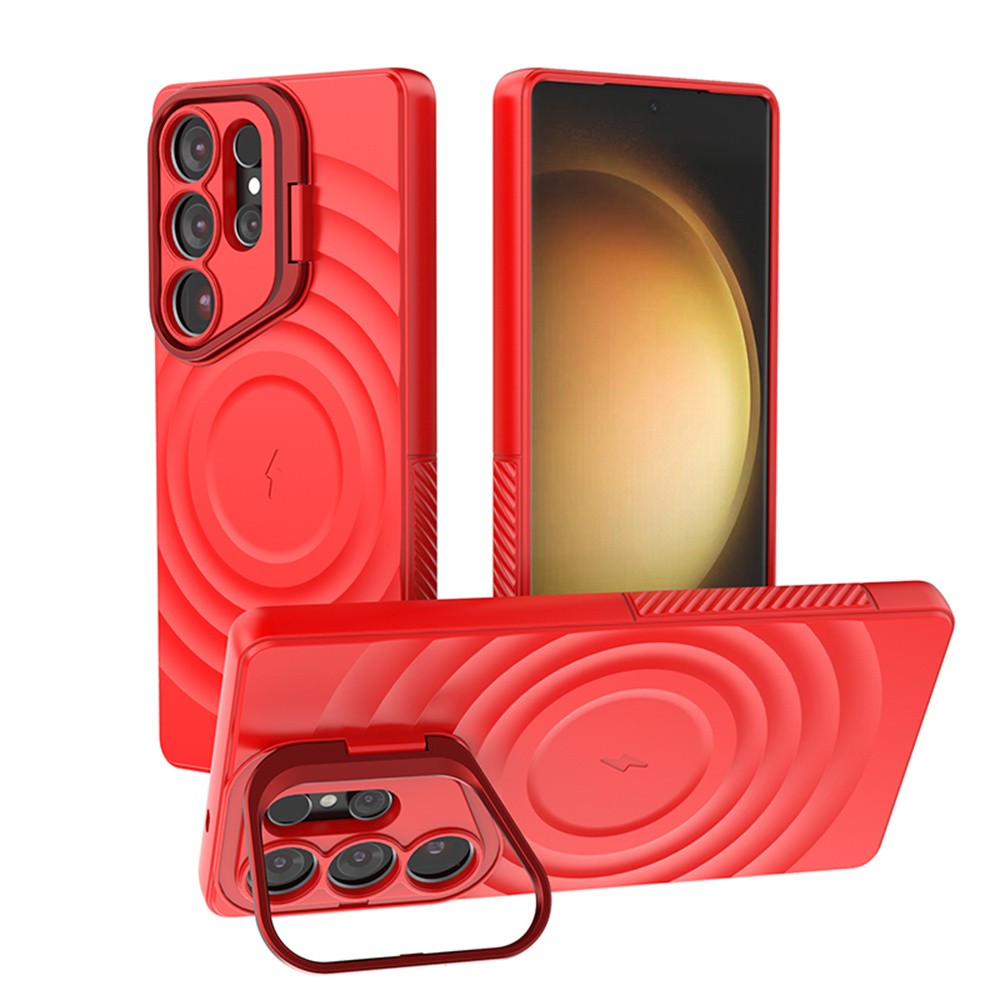 Soporte de lente Invisible para funda de teléfono magnética Magsafe para Samsung S25 Ultra Edge S25 Plus cubierta de silicona suave ondulada de agua redonda