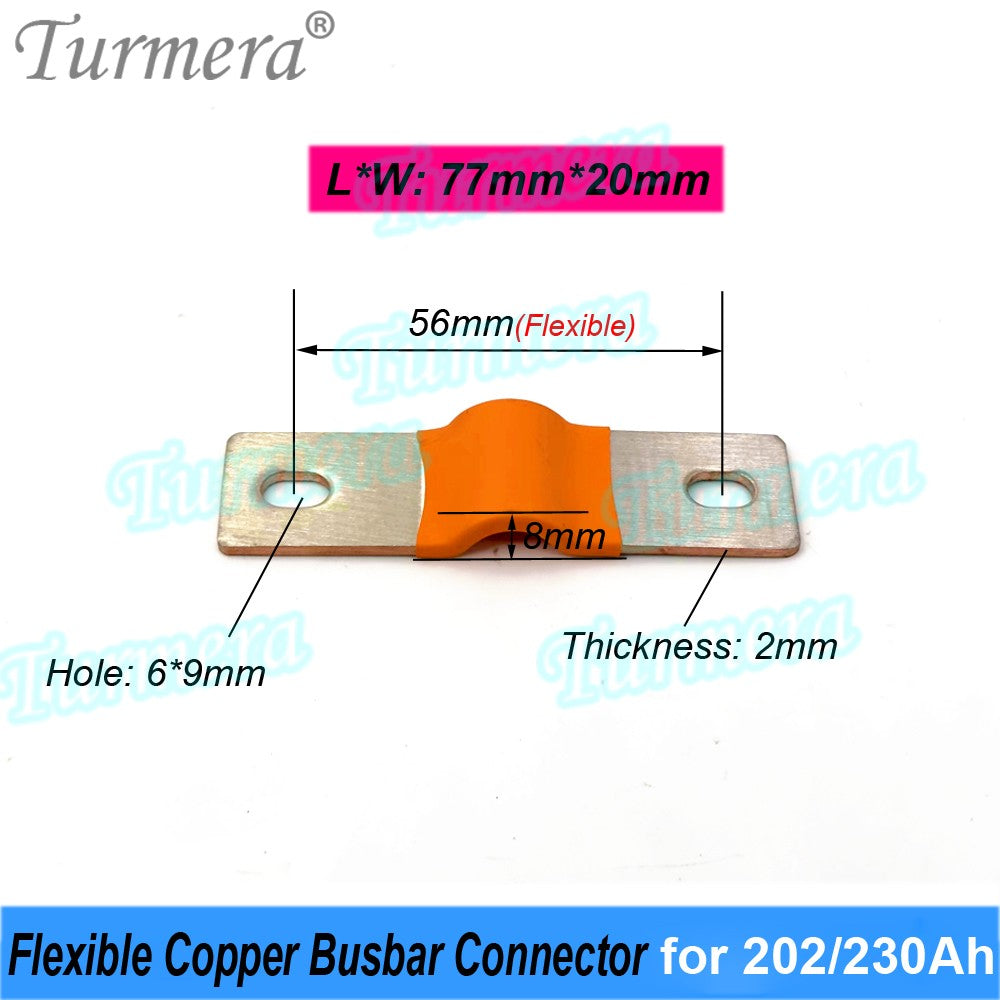 Turmera-batería Lifepo4 de 12V, conector de cobre Flexible, 56mm, 74mm, 2mm, 400A, para uso en batería Lifepo4 de 200Ah, 230Ah, 280Ah, 320Ah