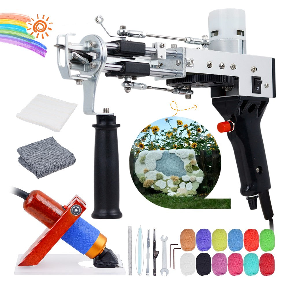 Máquina eléctrica para tejer alfombras, pistola para mechones de alfombras, herramientas para hacer alfombras, máquina de bordado manual de corte/bucle de 7-21mm, 110-220V