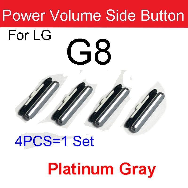 4 unids/lote para LG G7 G8 G8S G8X botones laterales de volumen de energía encendido apagado volumen de energía reemplazo de teclas laterales pequeñas