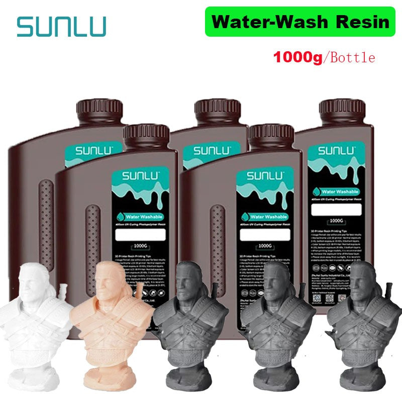 SUNLU 5KG lavado con agua ABS/resina de lavado con agua 395-405nm resina fotopolímero de curado UV resina de curado rápido para impresora 3D LCD DLP SLA