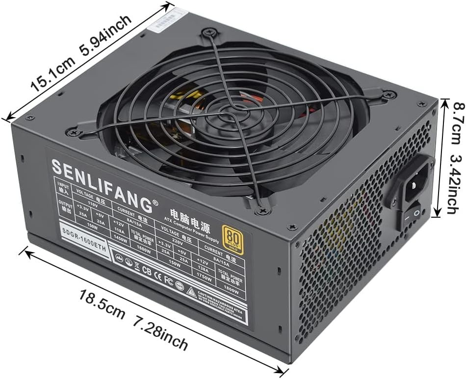 160V-240V ETC RVN ATX PC PSU para máquina de minería BTC módulo completo 1800W 2000W fuente de alimentación de minería compatible con 8 GPU