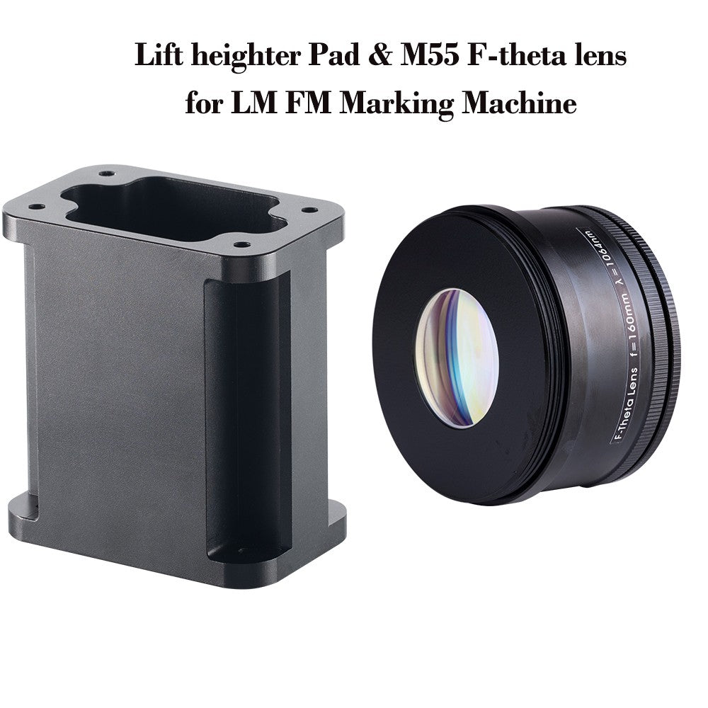 Almohadilla calefactora de elevación Cloudray de 120mm y lente F-theta M55 175x175 200x200 para máquina de marcado LM FM