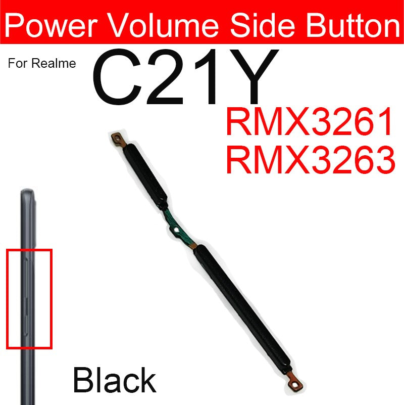 Para Realme C25 C25Y C25S C21 C21Y C20 C20A volumen de energía botón lateral volumen lateral botones de encendido llave pequeña piezas de cable flexible