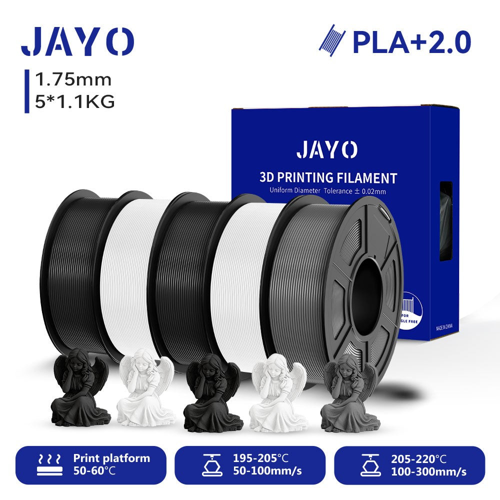 Filamento para Impresora 3D JAYO PETG/PLA/PLA PLUS, 1.75mm, 5.5KG, 100% Sin Burbujas, No Tóxico, Materiales de Impresión 3D para Impresora 3D y Bolígrafo 3D