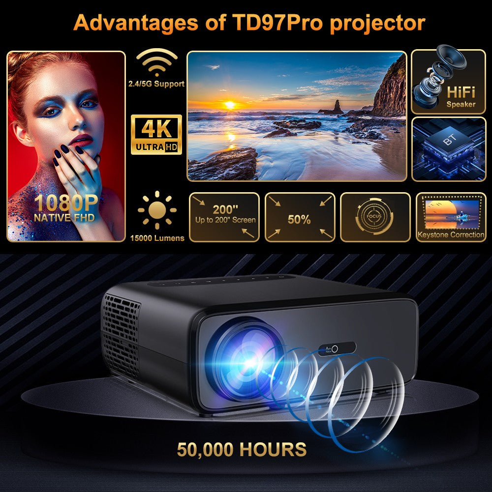 Proyector ThundeaL Full Auto HD 1080P WiFi 6 Android TD97 Pro TD97Pro Proyector