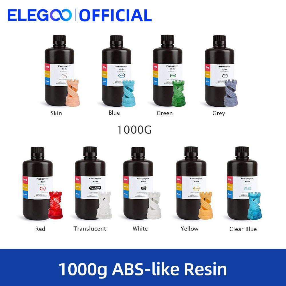 Resina para Impresora 3D Tipo ABS de ELEGOO, Resina de Fotopolimerización Estándar Tipo ABS de 405nm para Impresión 3D LCD, 1000g