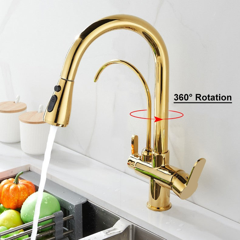 Grifos de cocina con filtro táctil inteligente, grifo mezclador de cocina extraíble en frío y caliente, color negro y dorado, Sensor de rotación, grifo de cocina con filtro táctil