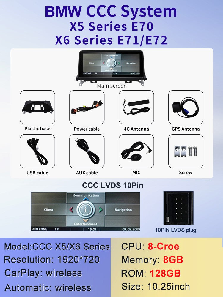 STWEI 2024 nuevo ID6 ID7 ID8 UI 10,25inc sistema Android inalámbrico Carplay AUTO para BMW X5 E70 X6 E71 reproductores de vídeo de coche GPS Navi