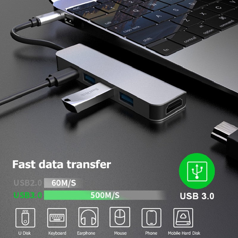Adaptador USB C a HDMI 4K, USB 3.0 Tipo C PD SD TF, Estación de Acoplamiento, Divisor para MacBook, iPad, Samsung S10, Dex, Laptop
