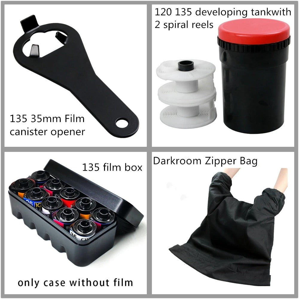 135 Kit de desarrollo de sala oscura Procesamiento de película 120 135 35 mm 8x Lupa Abridor Temporizador 135 Caja de película Abridor de película