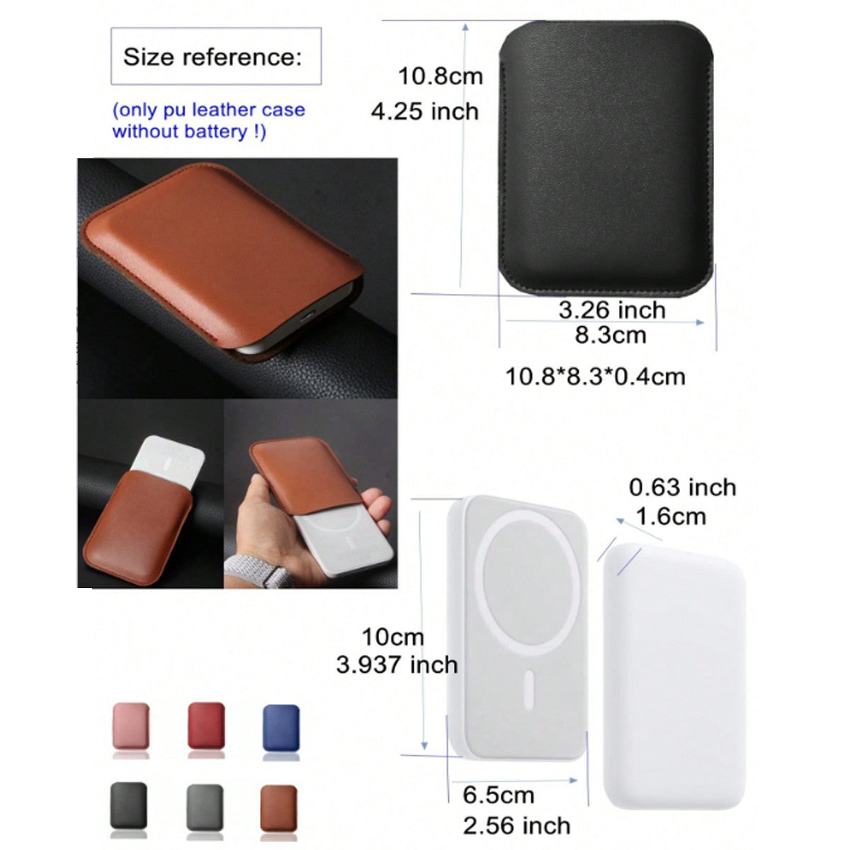 Funda de cuero con funda para banco de energía para iPhone 13, funda para batería externa Magsafe